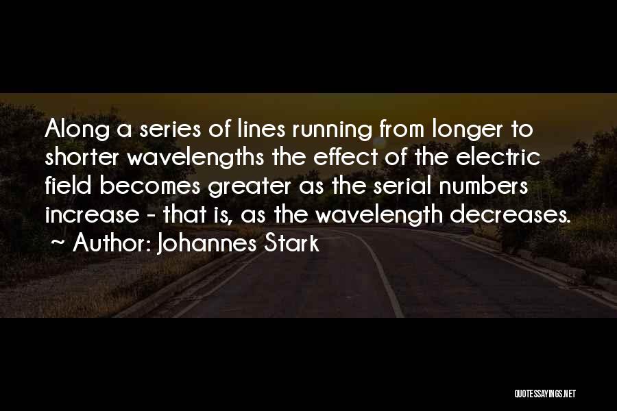 Johannes Stark Quotes: Along A Series Of Lines Running From Longer To Shorter Wavelengths The Effect Of The Electric Field Becomes Greater As