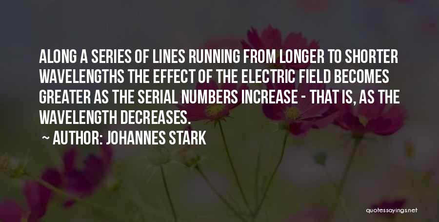 Johannes Stark Quotes: Along A Series Of Lines Running From Longer To Shorter Wavelengths The Effect Of The Electric Field Becomes Greater As