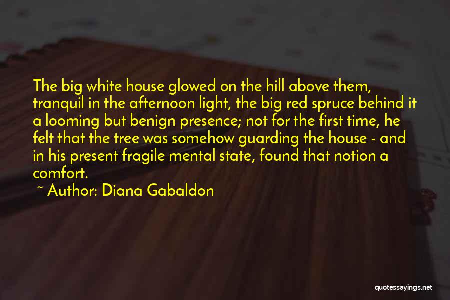 Diana Gabaldon Quotes: The Big White House Glowed On The Hill Above Them, Tranquil In The Afternoon Light, The Big Red Spruce Behind