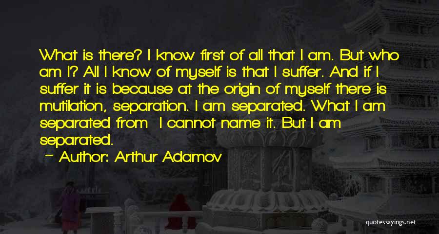 Arthur Adamov Quotes: What Is There? I Know First Of All That I Am. But Who Am I? All I Know Of Myself