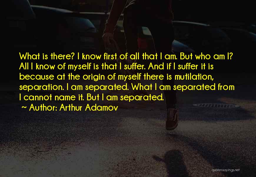 Arthur Adamov Quotes: What Is There? I Know First Of All That I Am. But Who Am I? All I Know Of Myself