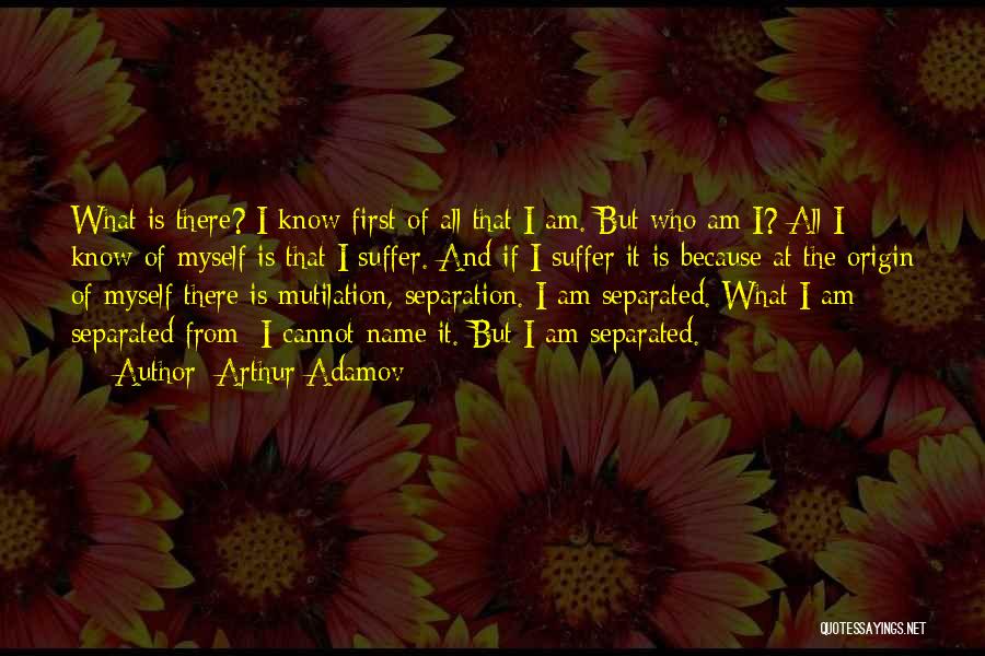 Arthur Adamov Quotes: What Is There? I Know First Of All That I Am. But Who Am I? All I Know Of Myself