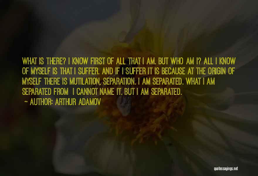 Arthur Adamov Quotes: What Is There? I Know First Of All That I Am. But Who Am I? All I Know Of Myself