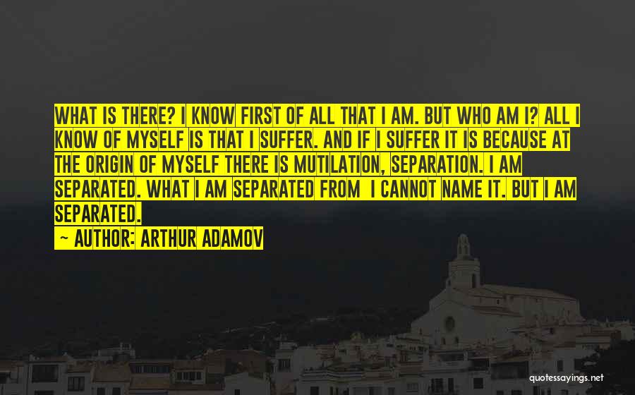 Arthur Adamov Quotes: What Is There? I Know First Of All That I Am. But Who Am I? All I Know Of Myself