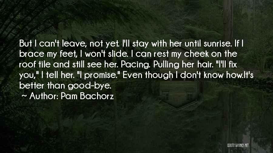 Pam Bachorz Quotes: But I Can't Leave, Not Yet. I'll Stay With Her Until Sunrise. If I Brace My Feet, I Won't Slide.