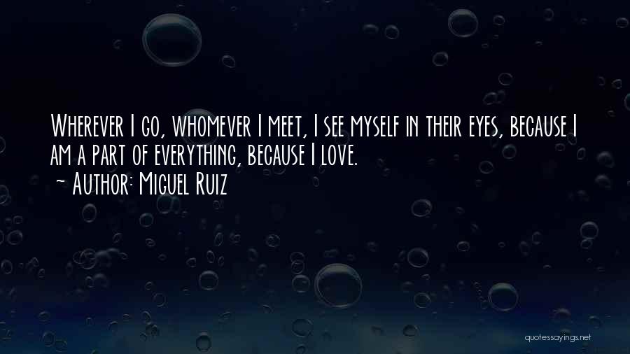 Miguel Ruiz Quotes: Wherever I Go, Whomever I Meet, I See Myself In Their Eyes, Because I Am A Part Of Everything, Because