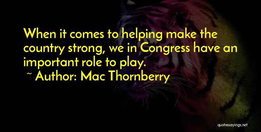 Mac Thornberry Quotes: When It Comes To Helping Make The Country Strong, We In Congress Have An Important Role To Play.