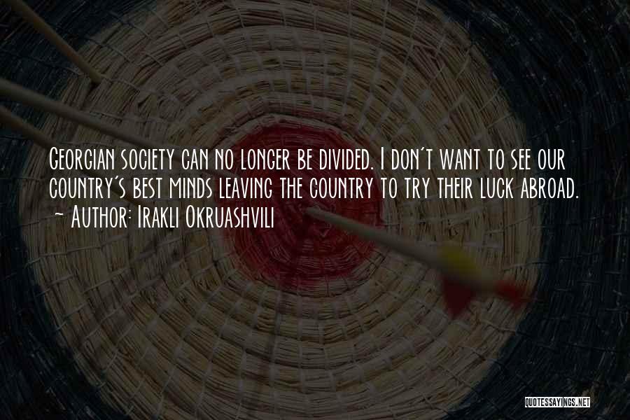 Irakli Okruashvili Quotes: Georgian Society Can No Longer Be Divided. I Don't Want To See Our Country's Best Minds Leaving The Country To