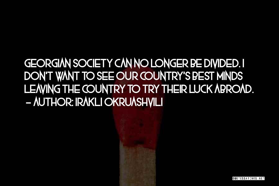 Irakli Okruashvili Quotes: Georgian Society Can No Longer Be Divided. I Don't Want To See Our Country's Best Minds Leaving The Country To