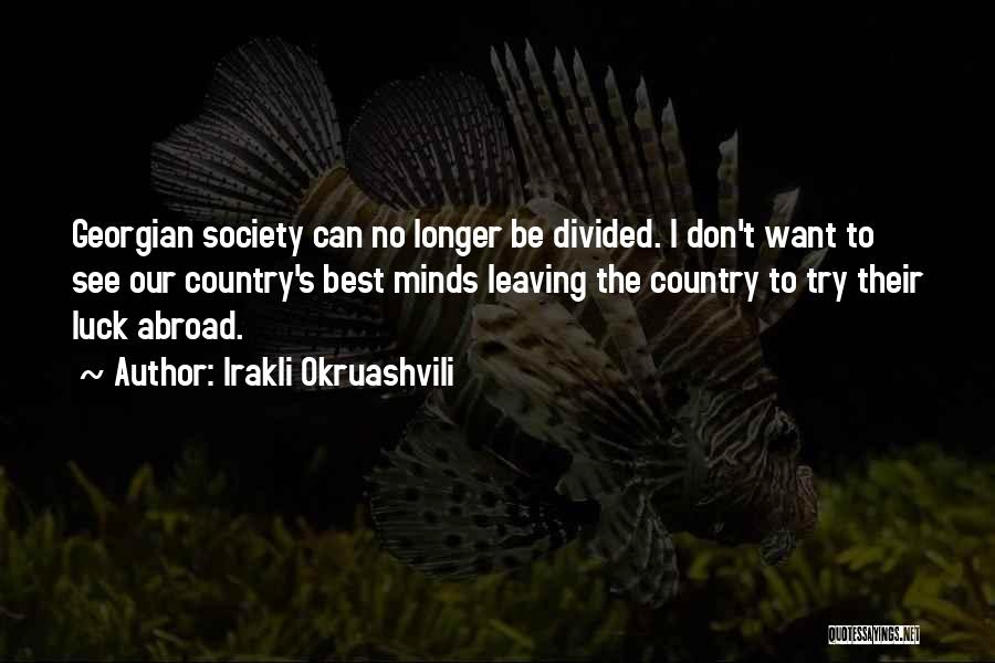 Irakli Okruashvili Quotes: Georgian Society Can No Longer Be Divided. I Don't Want To See Our Country's Best Minds Leaving The Country To