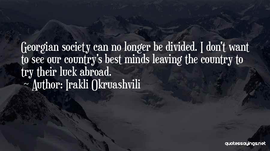 Irakli Okruashvili Quotes: Georgian Society Can No Longer Be Divided. I Don't Want To See Our Country's Best Minds Leaving The Country To