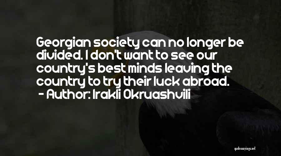 Irakli Okruashvili Quotes: Georgian Society Can No Longer Be Divided. I Don't Want To See Our Country's Best Minds Leaving The Country To