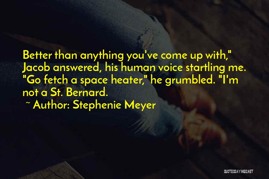 Stephenie Meyer Quotes: Better Than Anything You've Come Up With, Jacob Answered, His Human Voice Startling Me. Go Fetch A Space Heater, He