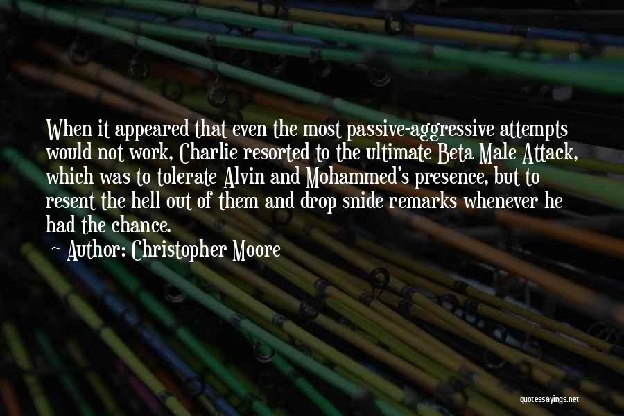 Christopher Moore Quotes: When It Appeared That Even The Most Passive-aggressive Attempts Would Not Work, Charlie Resorted To The Ultimate Beta Male Attack,