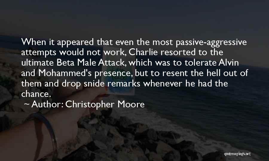 Christopher Moore Quotes: When It Appeared That Even The Most Passive-aggressive Attempts Would Not Work, Charlie Resorted To The Ultimate Beta Male Attack,