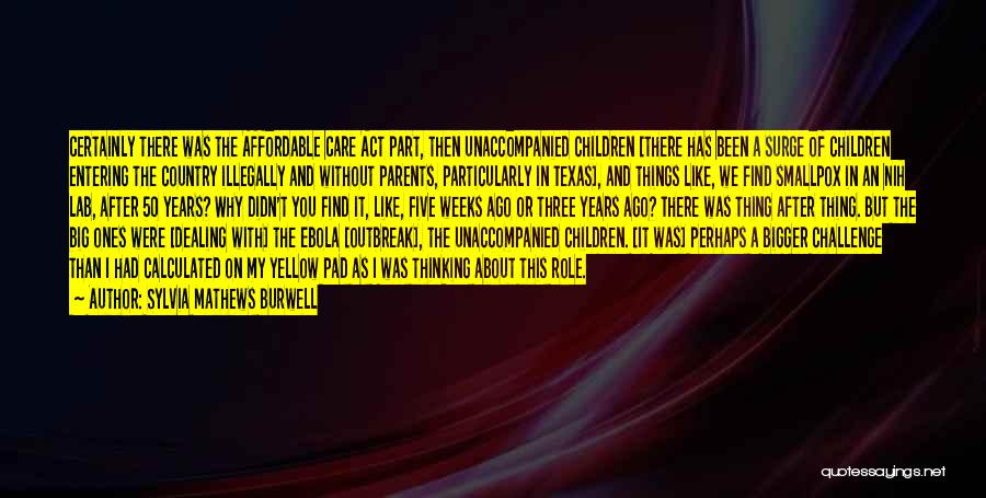 Sylvia Mathews Burwell Quotes: Certainly There Was The Affordable Care Act Part, Then Unaccompanied Children [there Has Been A Surge Of Children Entering The