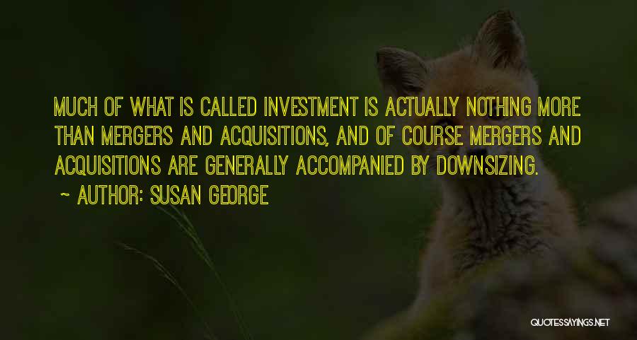 Susan George Quotes: Much Of What Is Called Investment Is Actually Nothing More Than Mergers And Acquisitions, And Of Course Mergers And Acquisitions