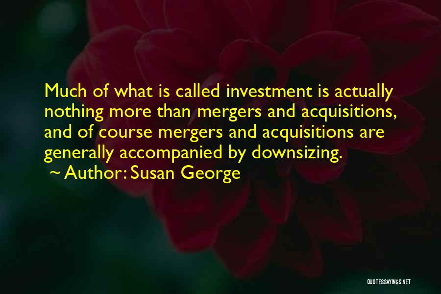 Susan George Quotes: Much Of What Is Called Investment Is Actually Nothing More Than Mergers And Acquisitions, And Of Course Mergers And Acquisitions