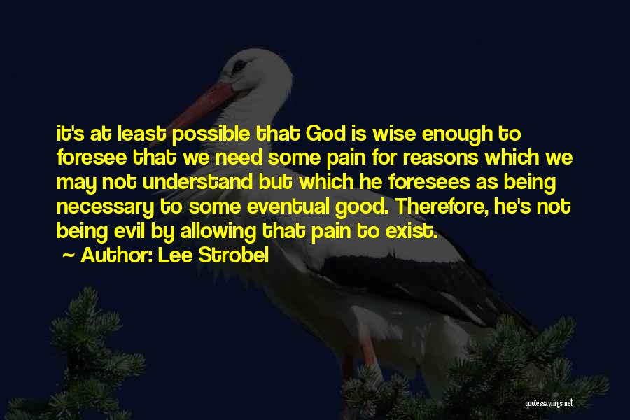 Lee Strobel Quotes: It's At Least Possible That God Is Wise Enough To Foresee That We Need Some Pain For Reasons Which We