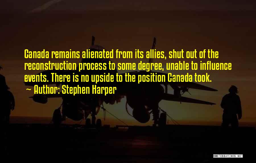 Stephen Harper Quotes: Canada Remains Alienated From Its Allies, Shut Out Of The Reconstruction Process To Some Degree, Unable To Influence Events. There