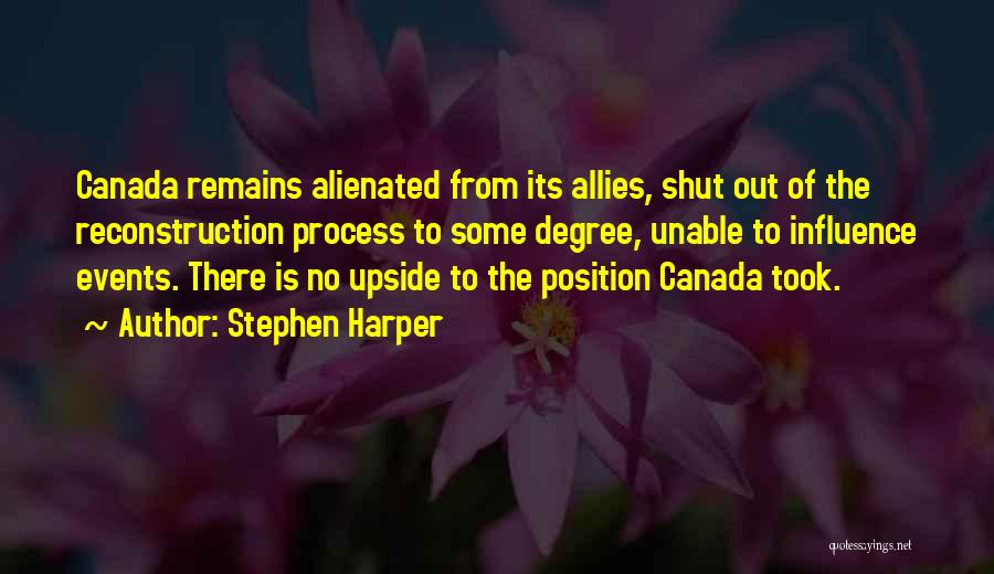 Stephen Harper Quotes: Canada Remains Alienated From Its Allies, Shut Out Of The Reconstruction Process To Some Degree, Unable To Influence Events. There