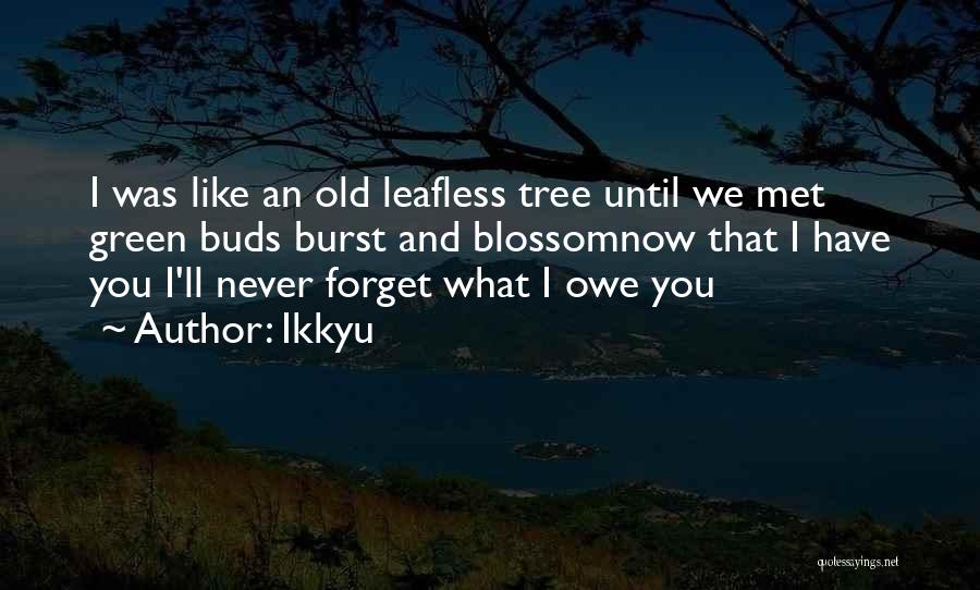 Ikkyu Quotes: I Was Like An Old Leafless Tree Until We Met Green Buds Burst And Blossomnow That I Have You I'll