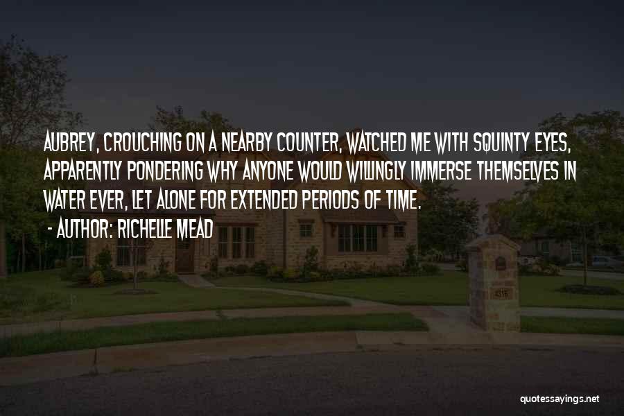 Richelle Mead Quotes: Aubrey, Crouching On A Nearby Counter, Watched Me With Squinty Eyes, Apparently Pondering Why Anyone Would Willingly Immerse Themselves In