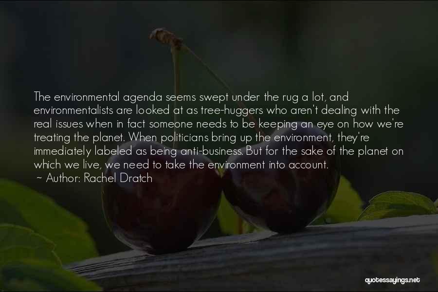 Rachel Dratch Quotes: The Environmental Agenda Seems Swept Under The Rug A Lot, And Environmentalists Are Looked At As Tree-huggers Who Aren't Dealing