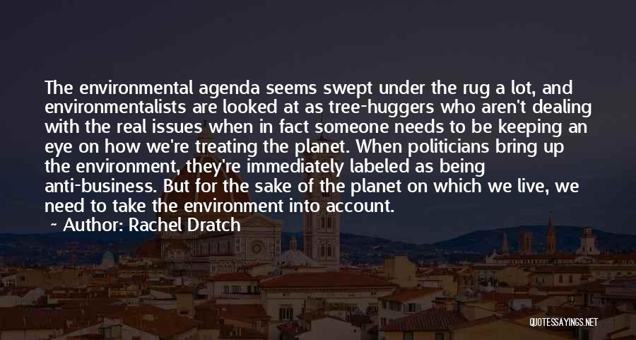 Rachel Dratch Quotes: The Environmental Agenda Seems Swept Under The Rug A Lot, And Environmentalists Are Looked At As Tree-huggers Who Aren't Dealing