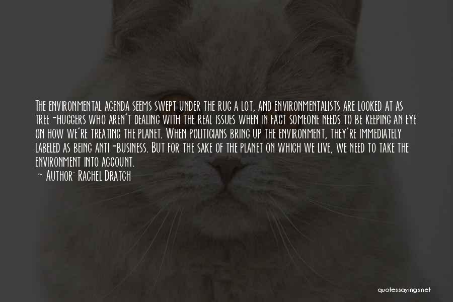 Rachel Dratch Quotes: The Environmental Agenda Seems Swept Under The Rug A Lot, And Environmentalists Are Looked At As Tree-huggers Who Aren't Dealing
