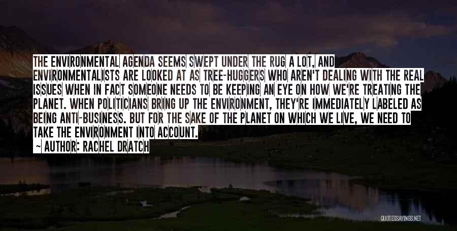 Rachel Dratch Quotes: The Environmental Agenda Seems Swept Under The Rug A Lot, And Environmentalists Are Looked At As Tree-huggers Who Aren't Dealing