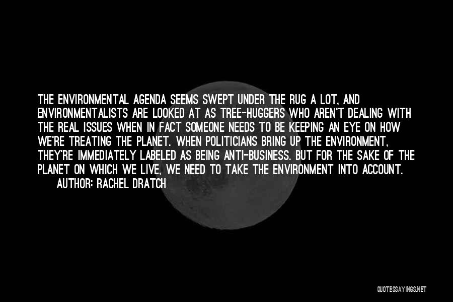 Rachel Dratch Quotes: The Environmental Agenda Seems Swept Under The Rug A Lot, And Environmentalists Are Looked At As Tree-huggers Who Aren't Dealing