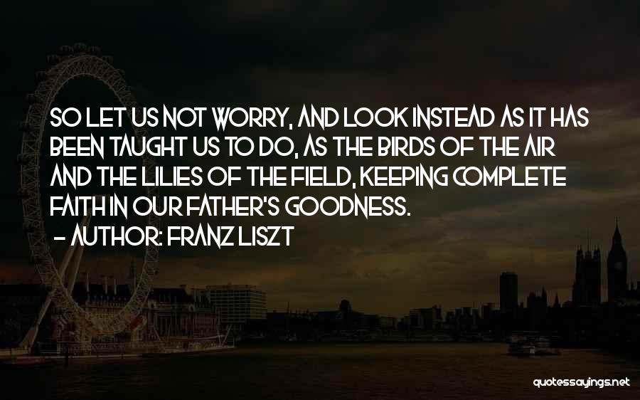 Franz Liszt Quotes: So Let Us Not Worry, And Look Instead As It Has Been Taught Us To Do, As The Birds Of