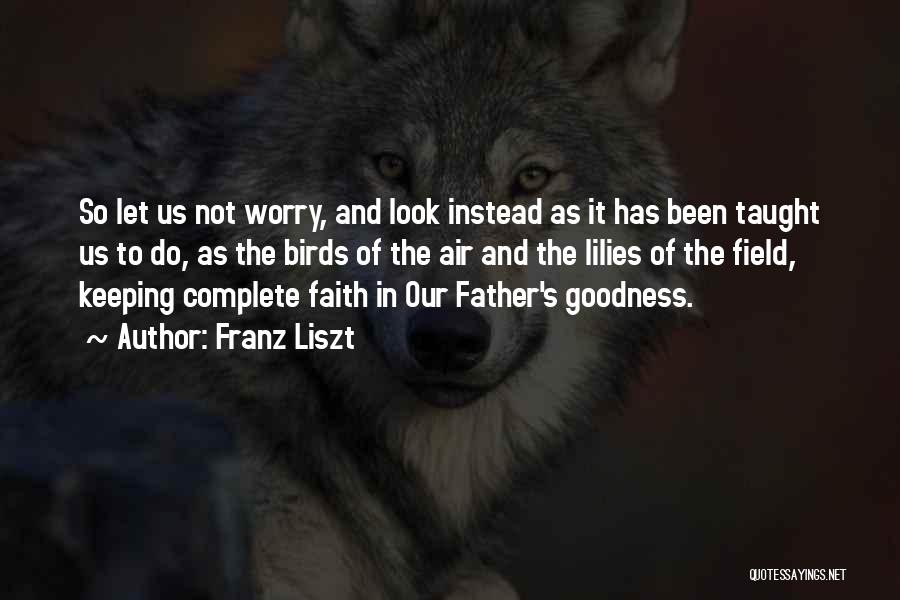 Franz Liszt Quotes: So Let Us Not Worry, And Look Instead As It Has Been Taught Us To Do, As The Birds Of