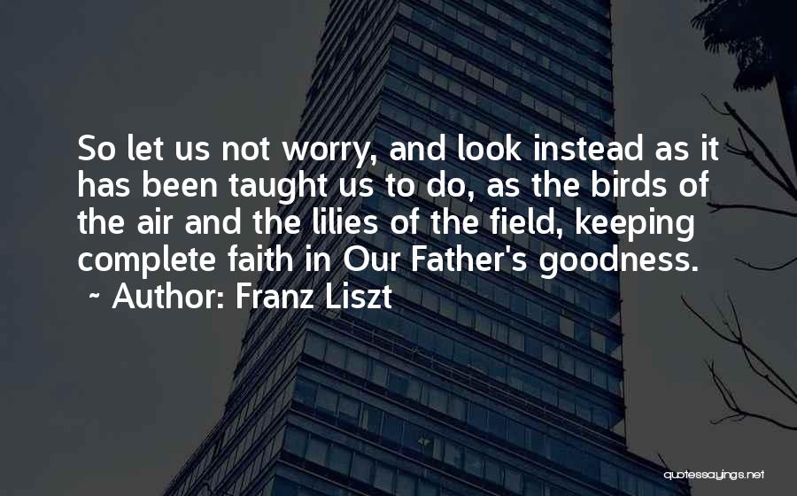 Franz Liszt Quotes: So Let Us Not Worry, And Look Instead As It Has Been Taught Us To Do, As The Birds Of