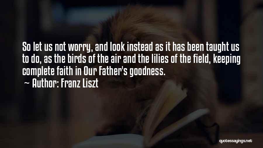 Franz Liszt Quotes: So Let Us Not Worry, And Look Instead As It Has Been Taught Us To Do, As The Birds Of