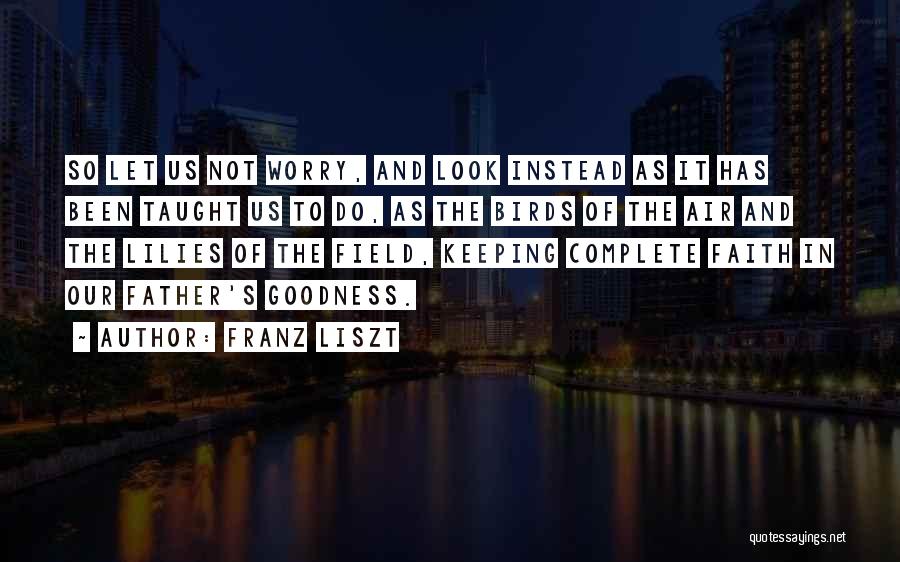 Franz Liszt Quotes: So Let Us Not Worry, And Look Instead As It Has Been Taught Us To Do, As The Birds Of