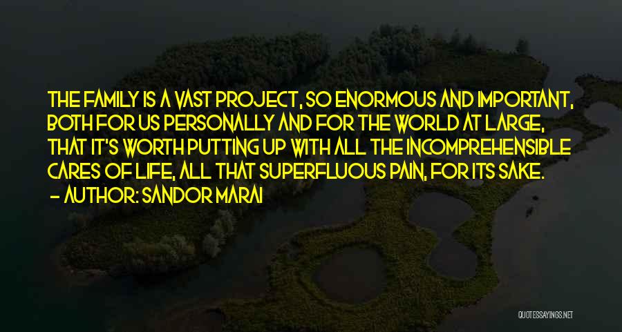 Sandor Marai Quotes: The Family Is A Vast Project, So Enormous And Important, Both For Us Personally And For The World At Large,
