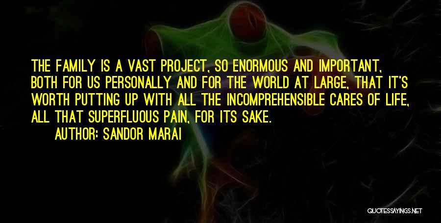 Sandor Marai Quotes: The Family Is A Vast Project, So Enormous And Important, Both For Us Personally And For The World At Large,