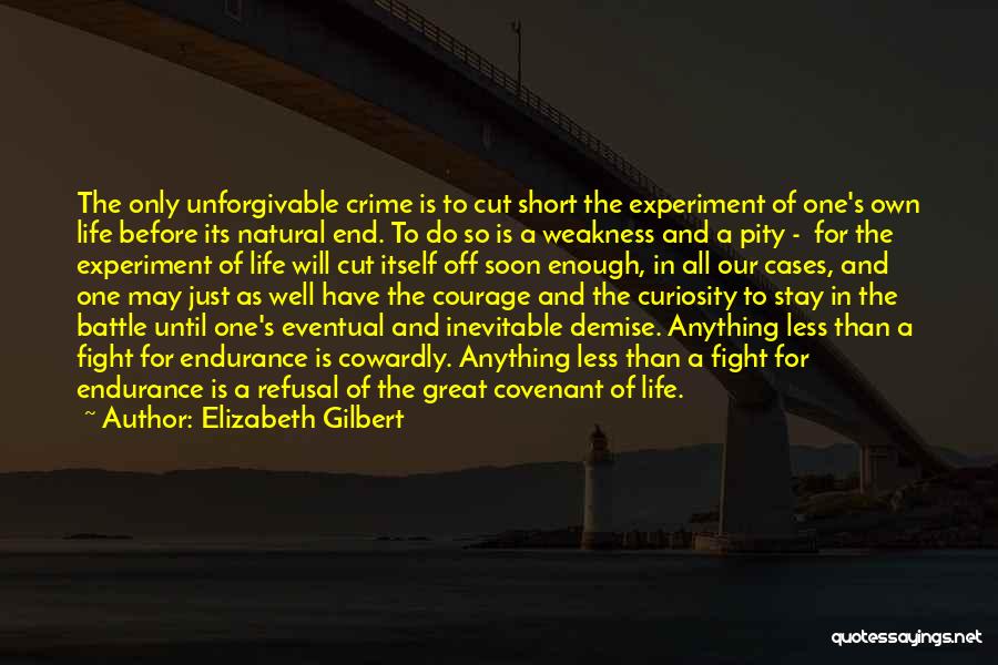 Elizabeth Gilbert Quotes: The Only Unforgivable Crime Is To Cut Short The Experiment Of One's Own Life Before Its Natural End. To Do