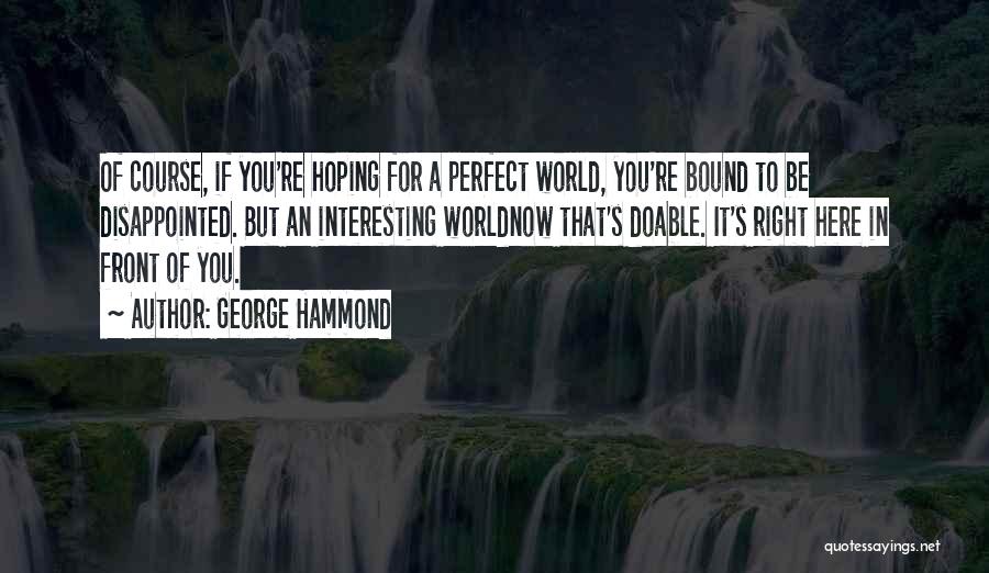 George Hammond Quotes: Of Course, If You're Hoping For A Perfect World, You're Bound To Be Disappointed. But An Interesting Worldnow That's Doable.