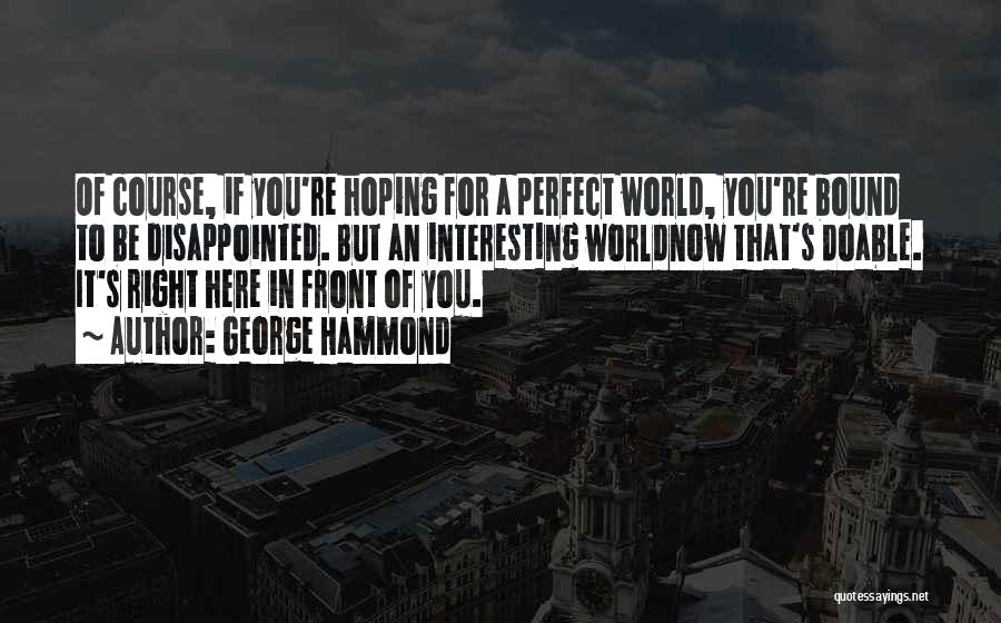 George Hammond Quotes: Of Course, If You're Hoping For A Perfect World, You're Bound To Be Disappointed. But An Interesting Worldnow That's Doable.