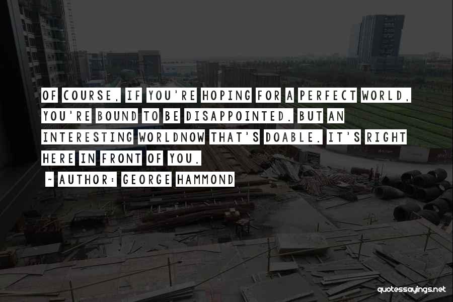 George Hammond Quotes: Of Course, If You're Hoping For A Perfect World, You're Bound To Be Disappointed. But An Interesting Worldnow That's Doable.