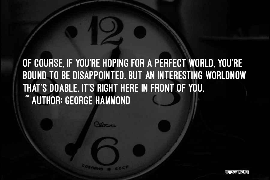 George Hammond Quotes: Of Course, If You're Hoping For A Perfect World, You're Bound To Be Disappointed. But An Interesting Worldnow That's Doable.