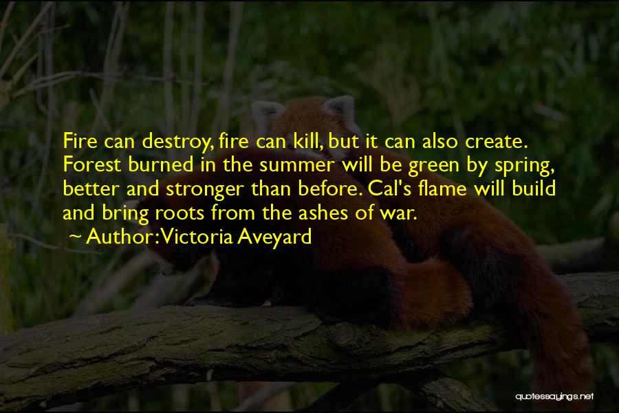 Victoria Aveyard Quotes: Fire Can Destroy, Fire Can Kill, But It Can Also Create. Forest Burned In The Summer Will Be Green By