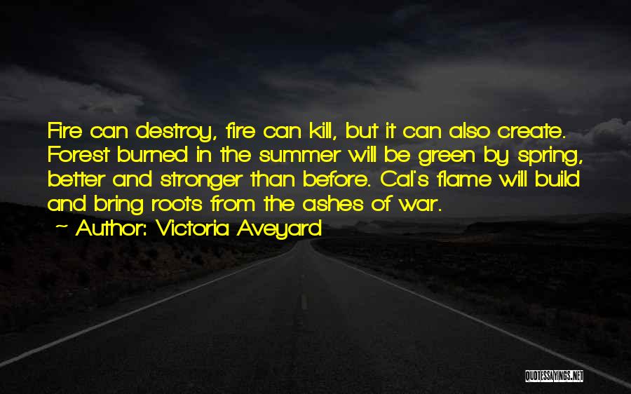 Victoria Aveyard Quotes: Fire Can Destroy, Fire Can Kill, But It Can Also Create. Forest Burned In The Summer Will Be Green By