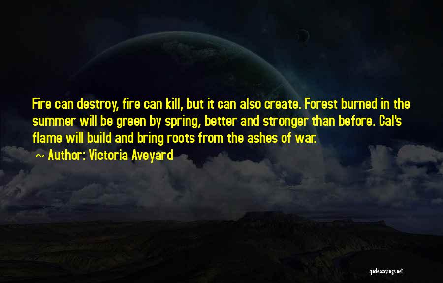 Victoria Aveyard Quotes: Fire Can Destroy, Fire Can Kill, But It Can Also Create. Forest Burned In The Summer Will Be Green By