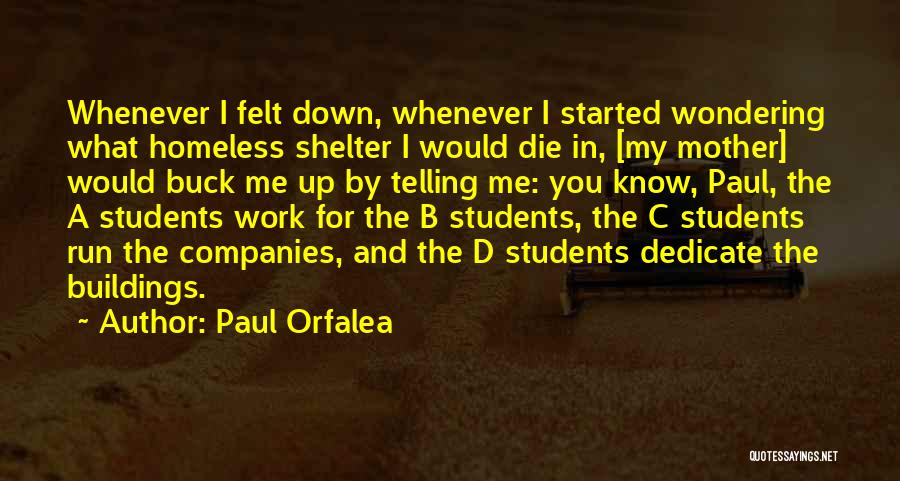 Paul Orfalea Quotes: Whenever I Felt Down, Whenever I Started Wondering What Homeless Shelter I Would Die In, [my Mother] Would Buck Me