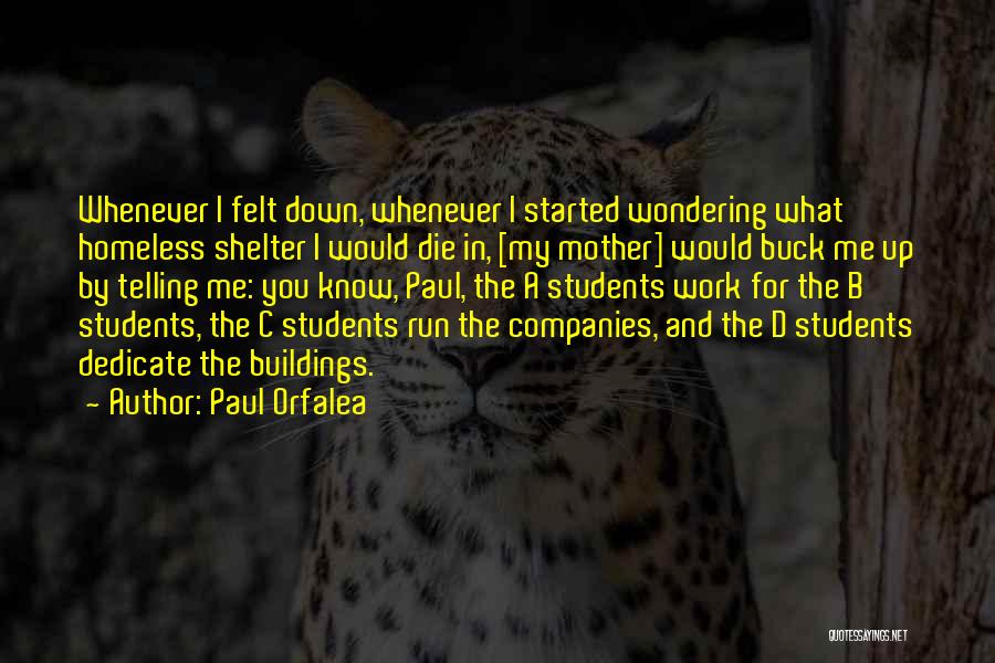 Paul Orfalea Quotes: Whenever I Felt Down, Whenever I Started Wondering What Homeless Shelter I Would Die In, [my Mother] Would Buck Me