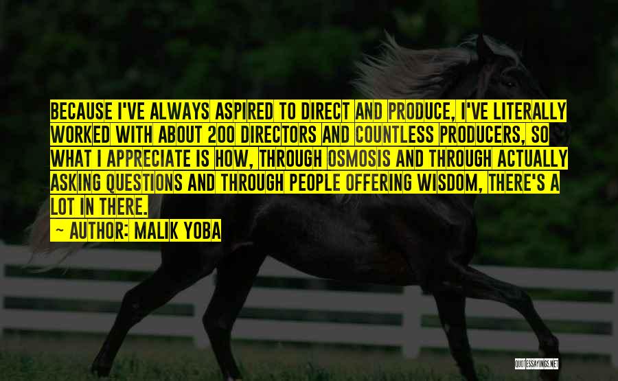 Malik Yoba Quotes: Because I've Always Aspired To Direct And Produce, I've Literally Worked With About 200 Directors And Countless Producers, So What